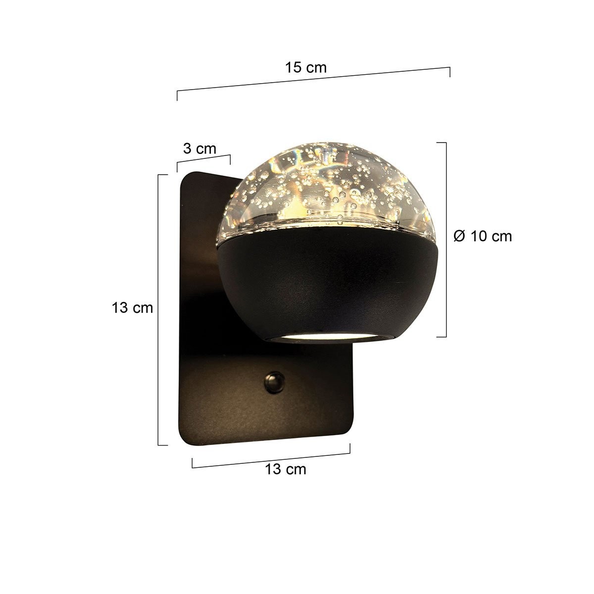 Belluno 4588ZW – Zwarte 1-lichts wandlamp dimbaar - Afbeelding 8