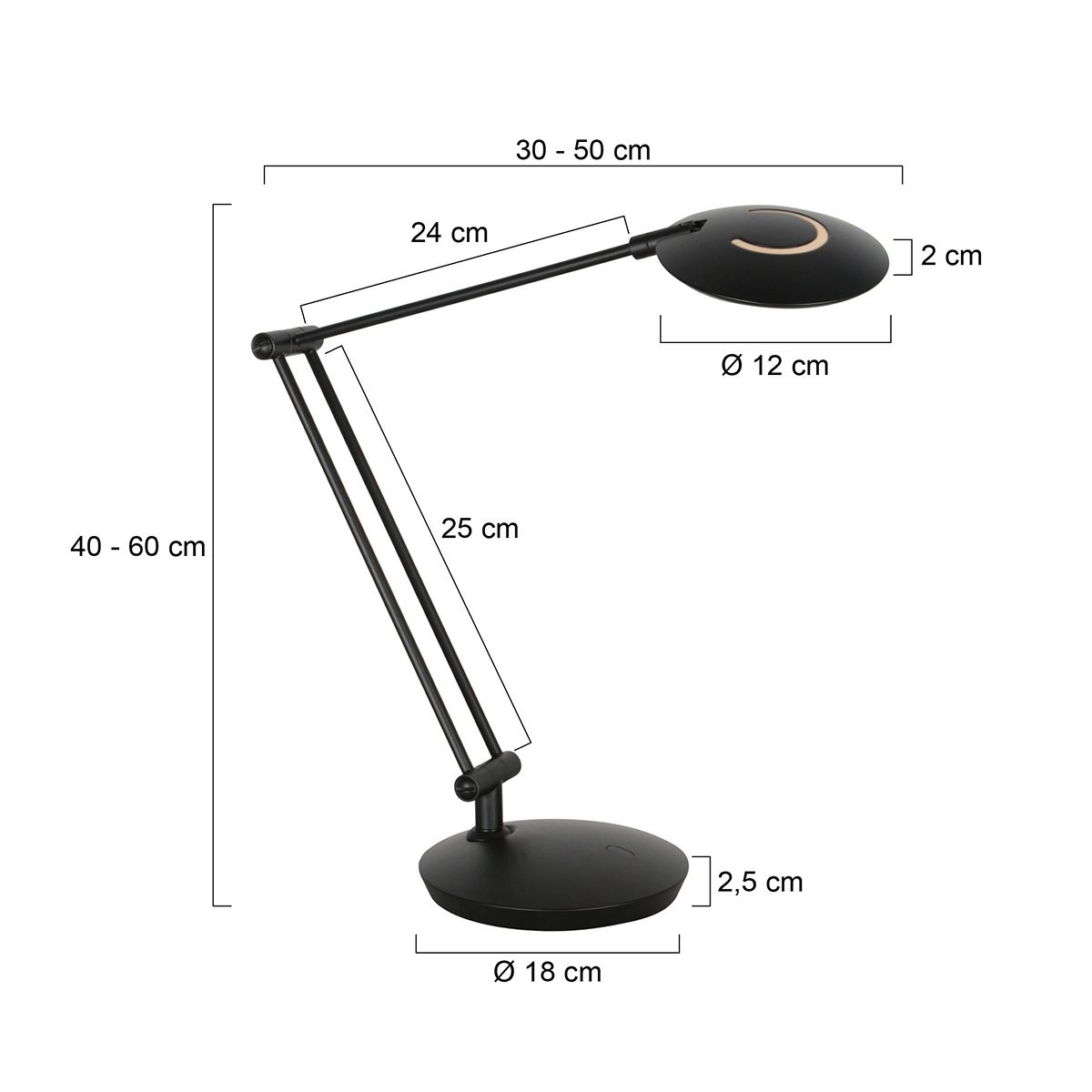 Zwarte tafellamp Zenith 2 4393ZW modern en richtbaar - Afbeelding 7