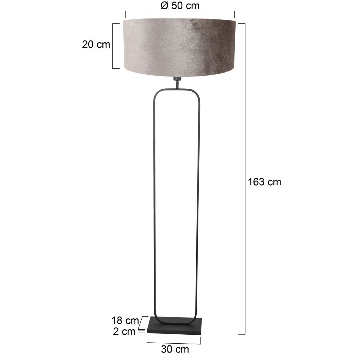 Vloerlamp Stang 4820ZW - zwart armatuur met grijze velours kap - Afbeelding 6