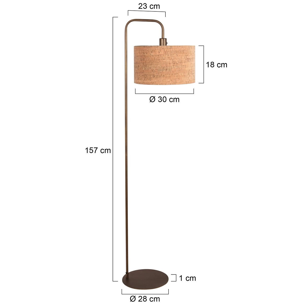 Vloerlamp Stang 4783BR, bronskleurige vloerlamp met kurk kap - Afbeelding 6