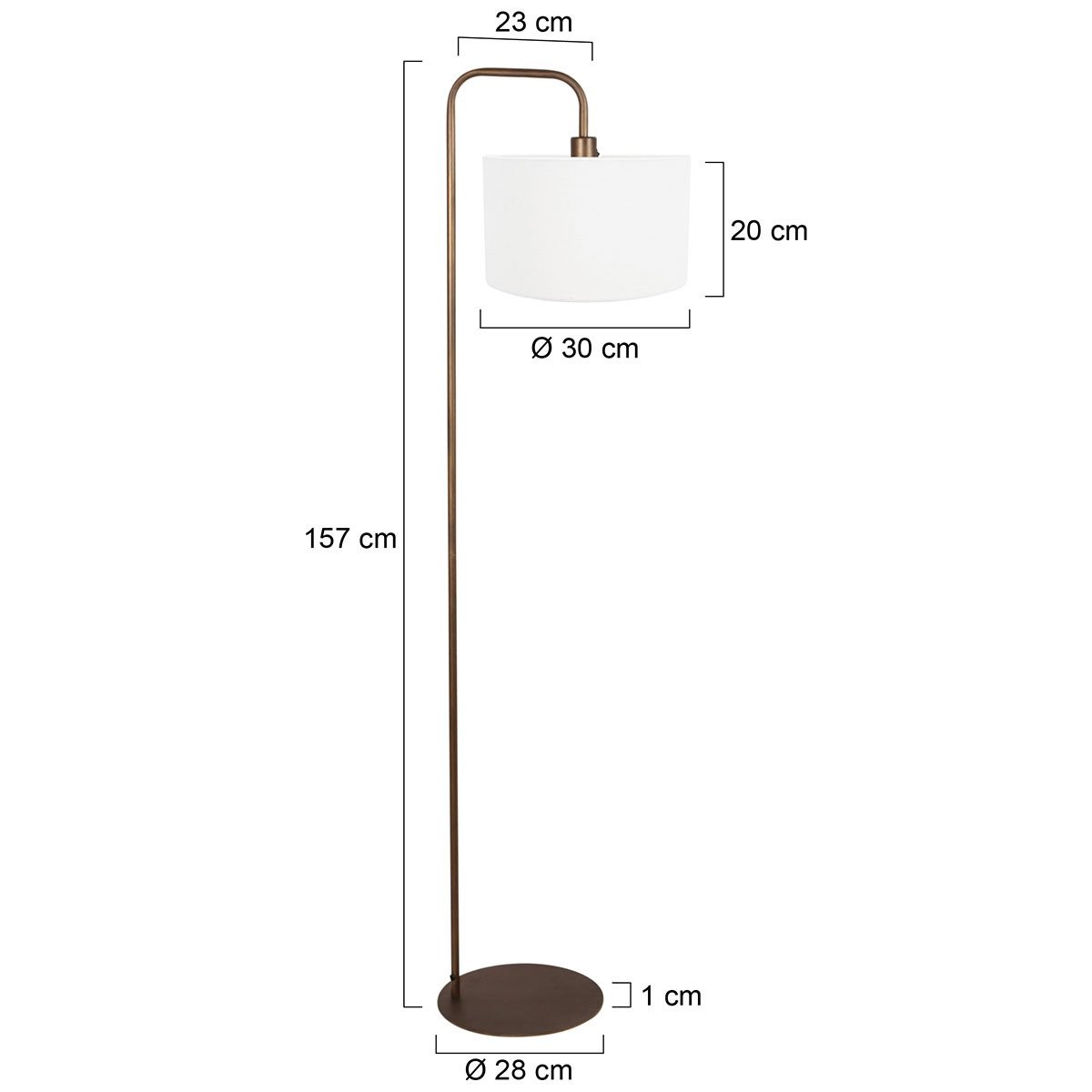 Vloerlamp Stang 4786BR bronskleurig met grof wit linnen kap - Afbeelding 6