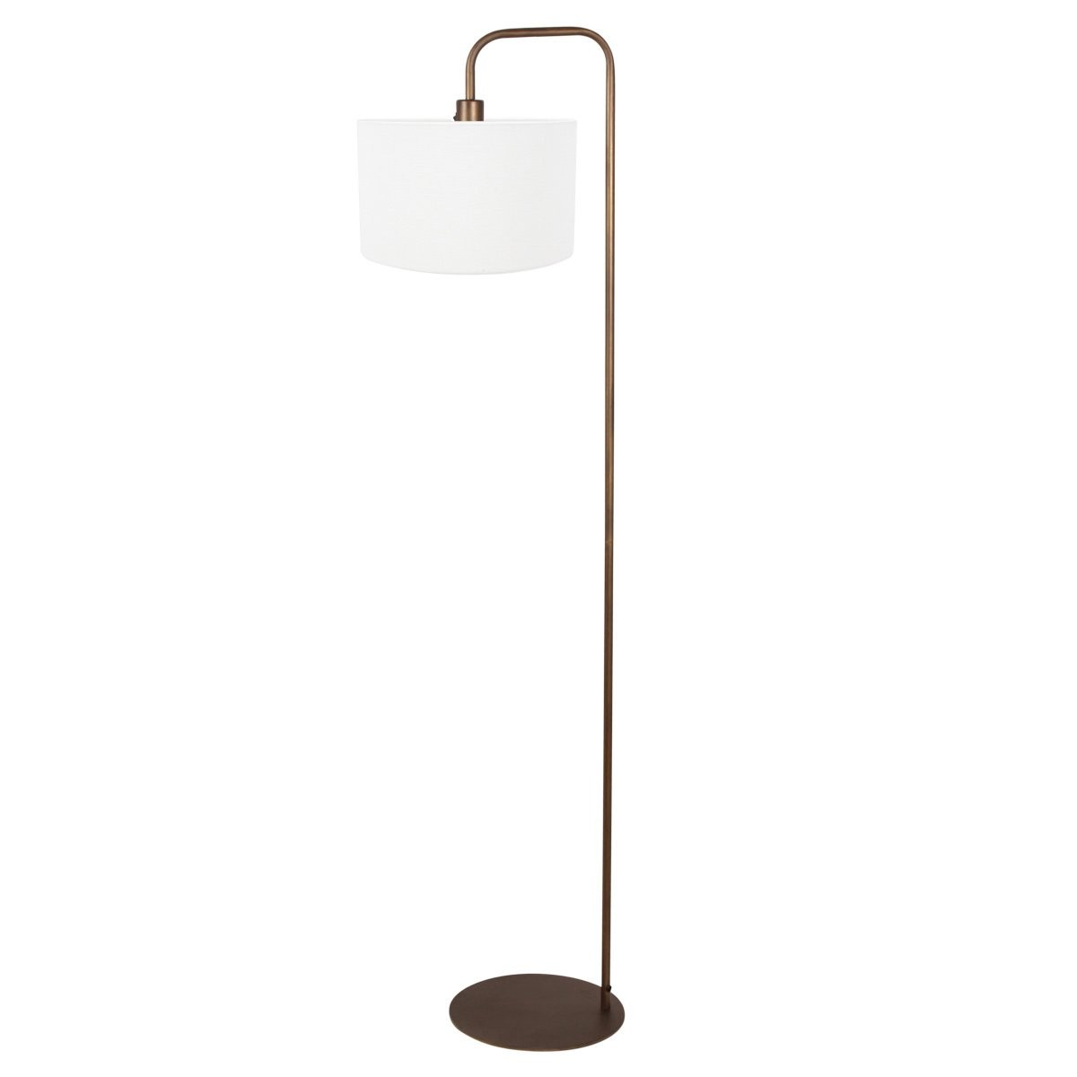 Vloerlamp Stang 4786BR bronskleurig met grof wit linnen kap - Afbeelding 2