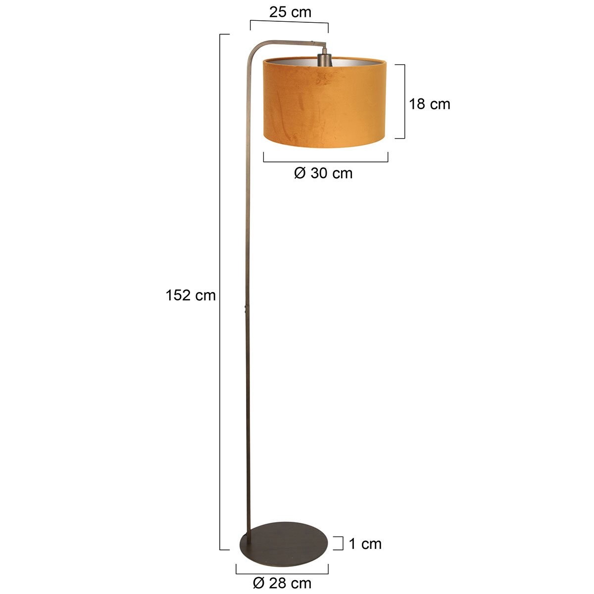Vloerlamp Stang 4801BR met gouden velours kap - Afbeelding 6