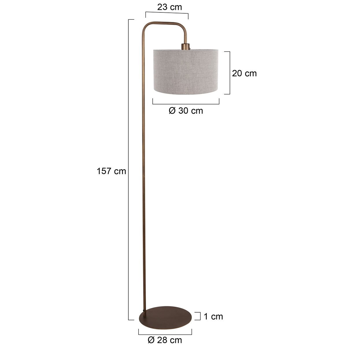 Vloerlamp Stang 4787BR bronskleurig met grof grijs linnen kap - Afbeelding 6