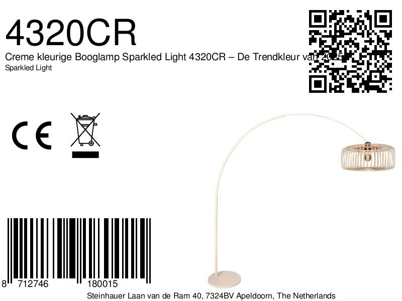 Creme kleurige Booglamp Breeza-Beache 4320CR – De Trendkleur van 2026 - Afbeelding 7