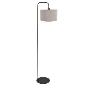 Vloerlamp Stang 4779ZW zwart met grof grijs linnen kap