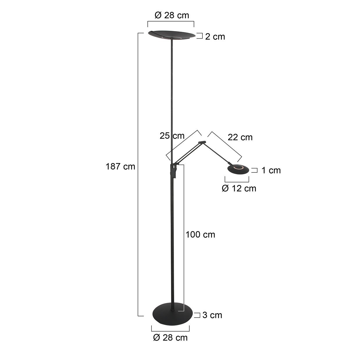 Vloerlamp Zenith 2 4390ZW zwart met dubbele reflector - Afbeelding 6