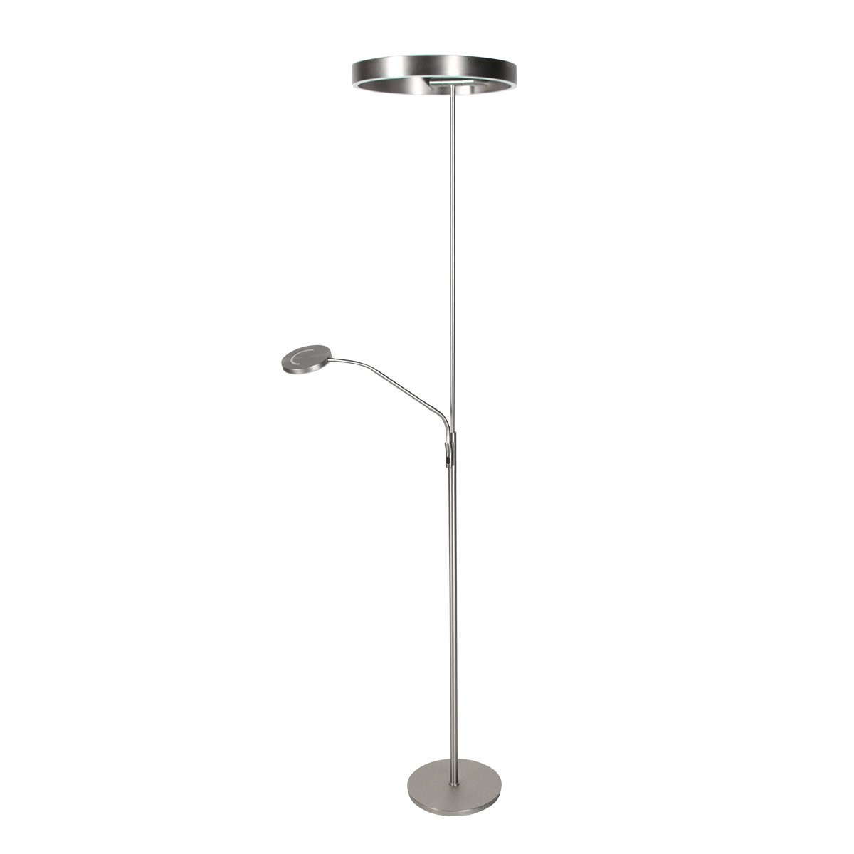 Stalen vloerlamp Soleil 2 4388ST – LED uplighter met leesarm - Afbeelding 3