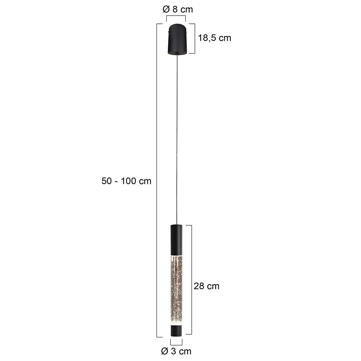 Hanglamp Alisio 4577ZW 1-lichts luxe glas in zwart - Afbeelding 6