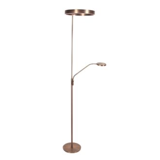 Soleil 2 4388BR – Bronskleurige vloerlamp met uplight en flexibele leesarm