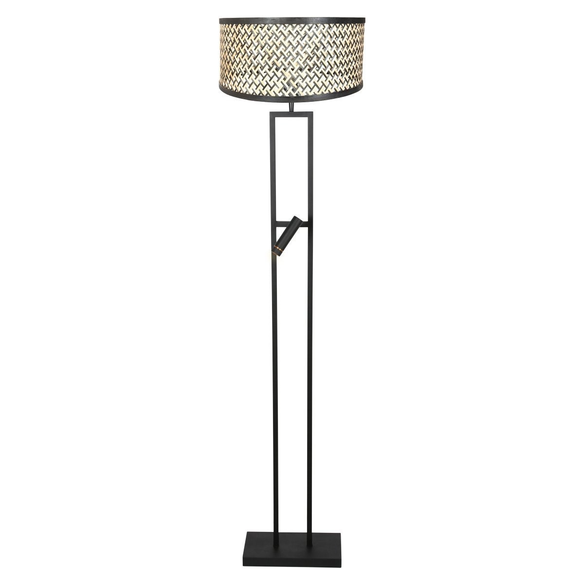 Vloerlamp Stang 4721ZW met zwart beige bamboe kap en leeslicht - Afbeelding 2