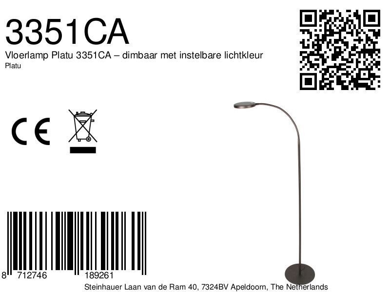 Vloerlamp Platu 3351CA – dimbaar met instelbare lichtkleur - Afbeelding 7