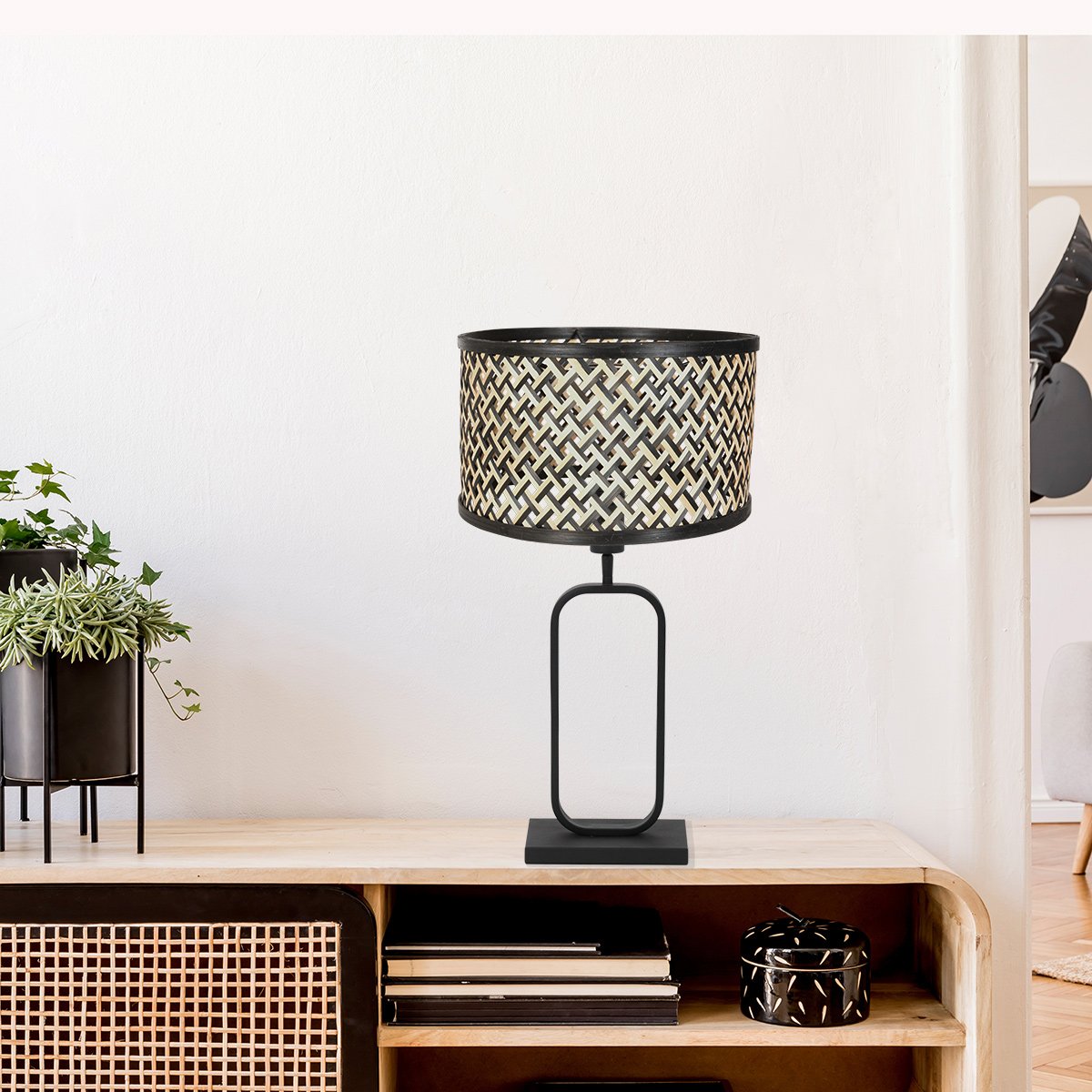 Tafellamp Stang 4804ZW met bamboe kap voor modern sfeerlicht - Afbeelding 3