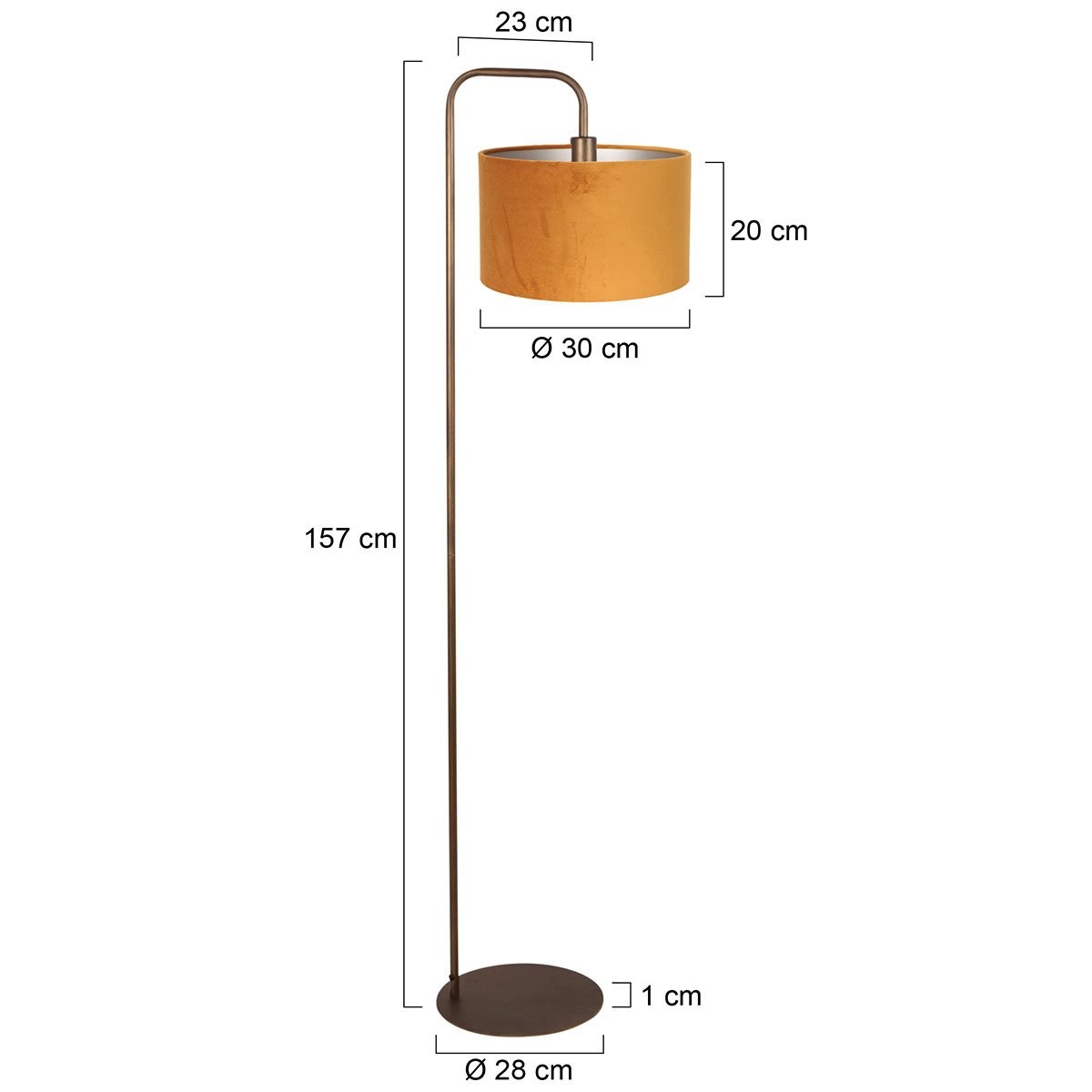 Vloerlamp Stang 4785BR bronskleurig met goud/geel velours kap - Afbeelding 6