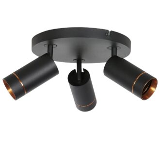 Zwarte spot Downlume 4859ZW, 3-lichts GU10 plafondspot