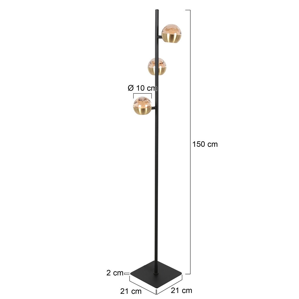 Belluno 4590ME – Zwart messing vloerlamp met dim to warm - Afbeelding 8