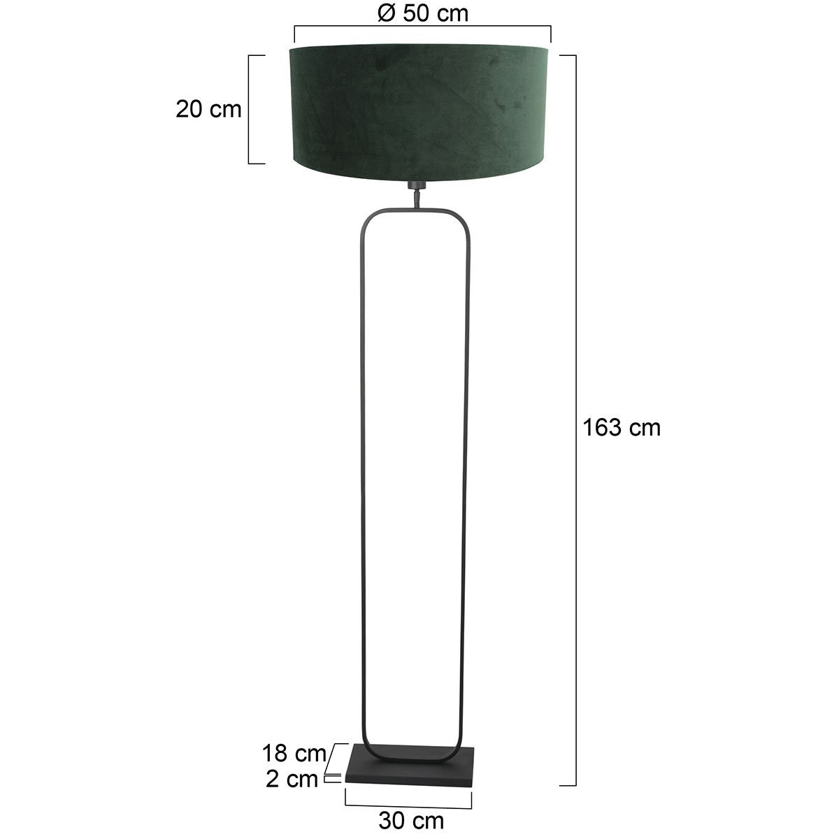 Vloerlamp Stang 4824ZW - zwart armatuur met groene velours kap - Afbeelding 6