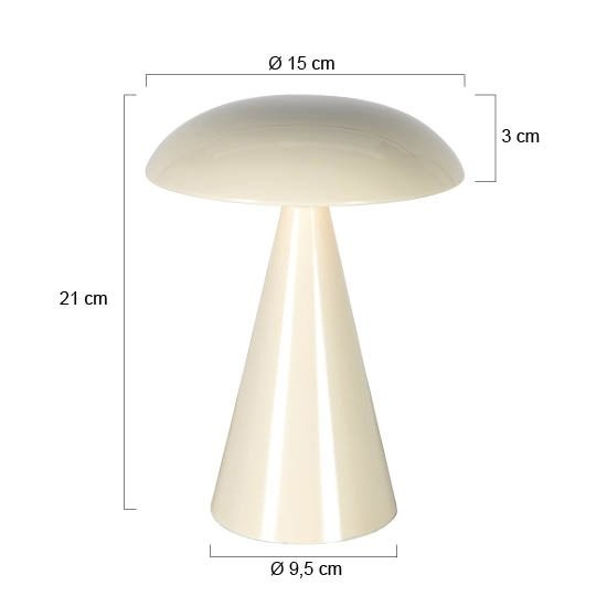 Tafellamp Mush 4856CR - sfeervolle accu lamp in glanzend crème - Afbeelding 6