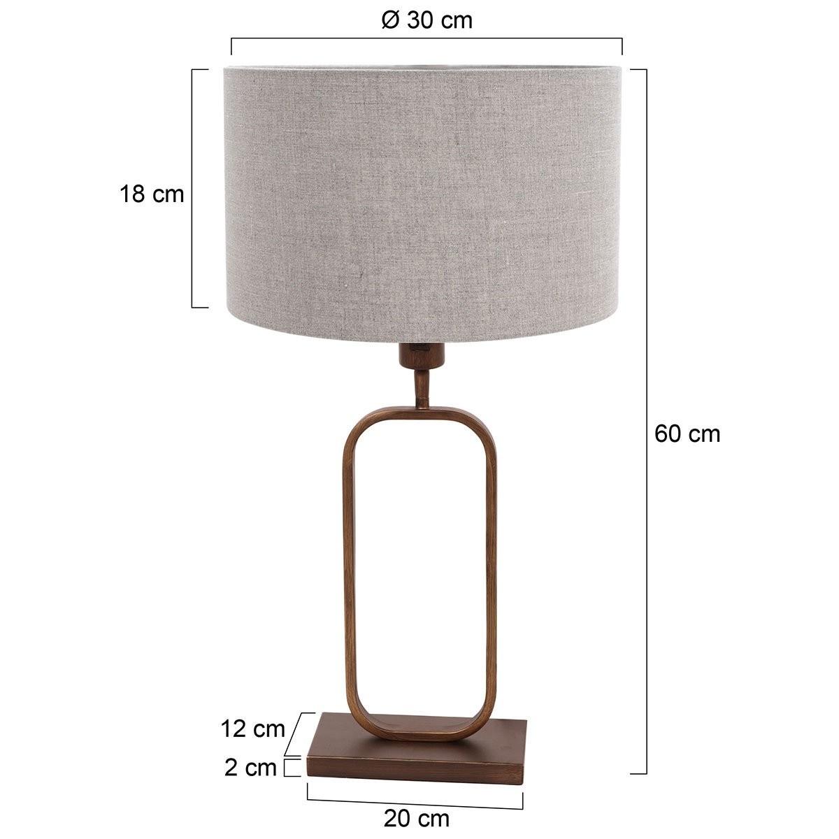 Tafellamp Stang 4817BR met grijze linnen kap voor sfeerlicht - Afbeelding 6
