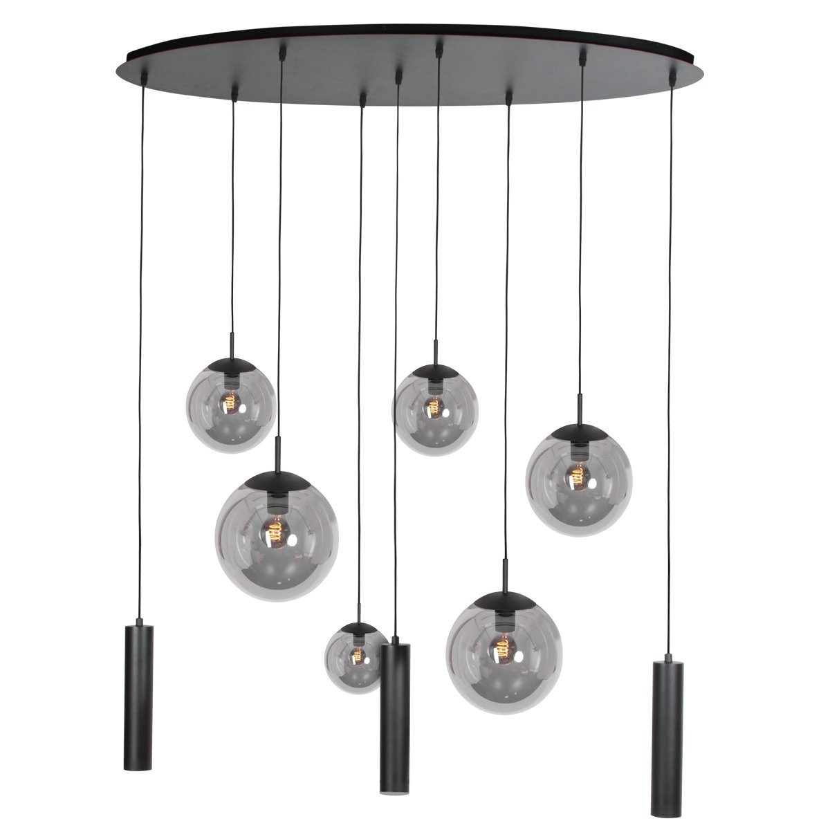 Zwarte hanglamp Bollique 4846ZW, 9-lichts design voor eettafel - Afbeelding 2