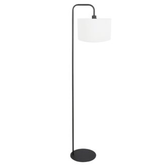 Vloerlamp Stang 4778ZW zwart met grof wit linnen kap