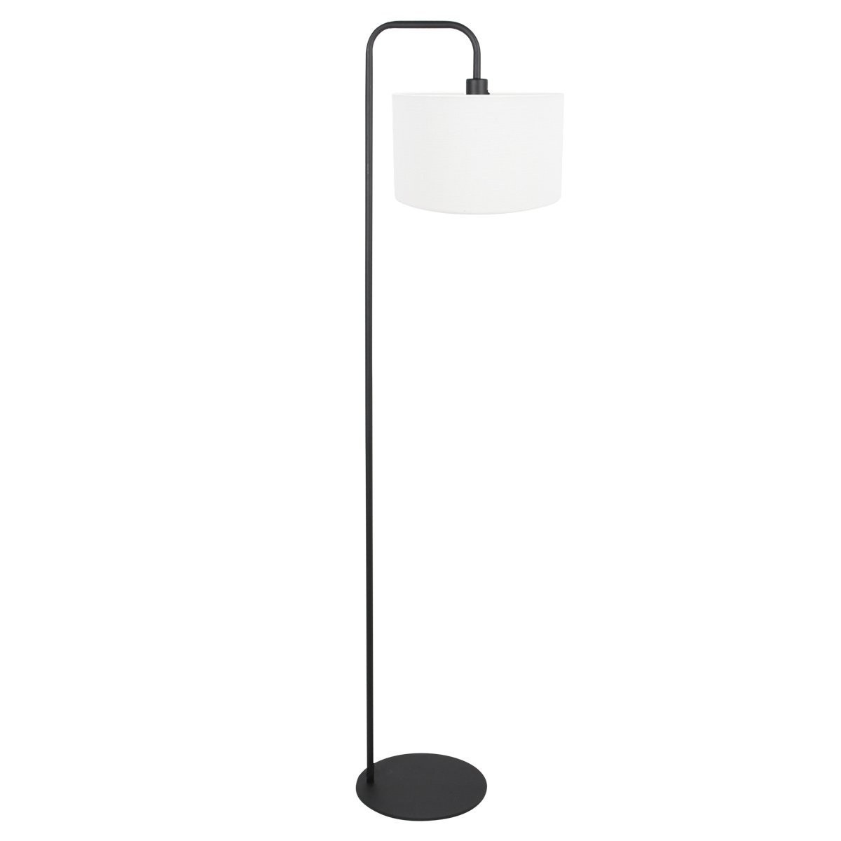 Vloerlamp Stang 4778ZW zwart met grof wit linnen kap