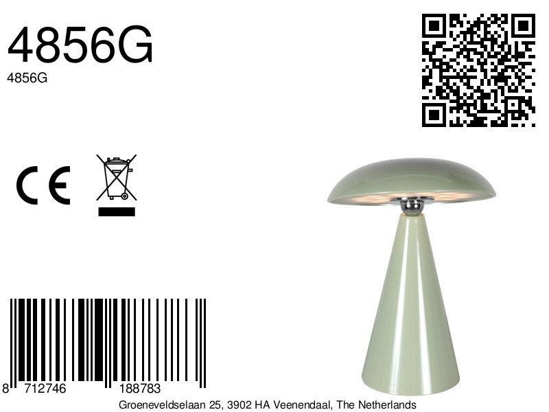 Tafellamp Mush 4856G - draadloze sfeerlamp in glanzend pastelgroen - Afbeelding 8