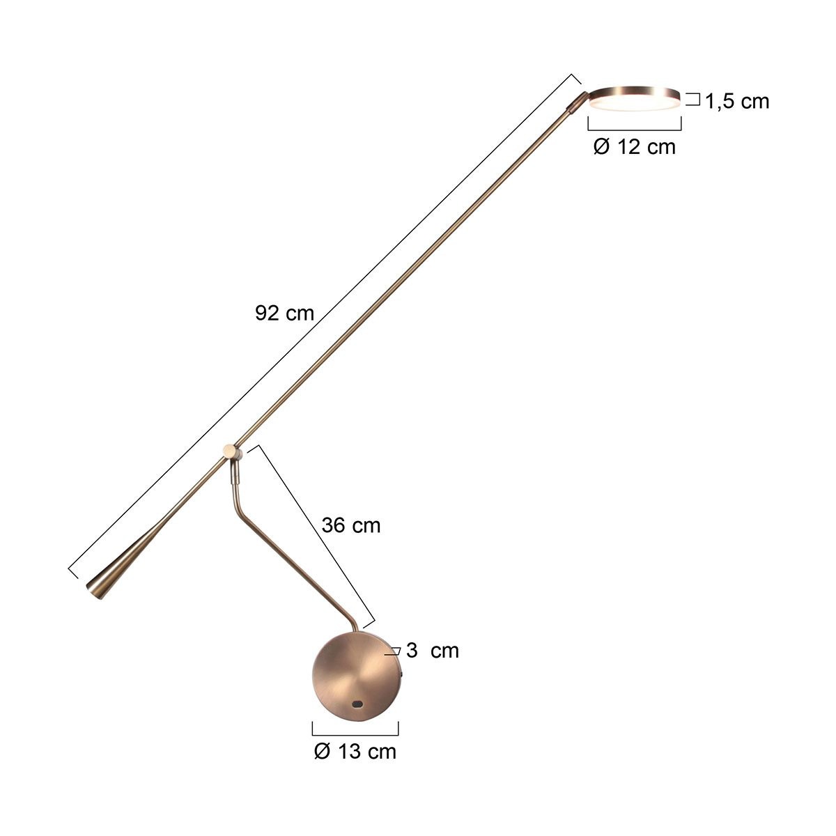 Wandlamp Soleil 2 met zwenkarm in brons - Afbeelding 7