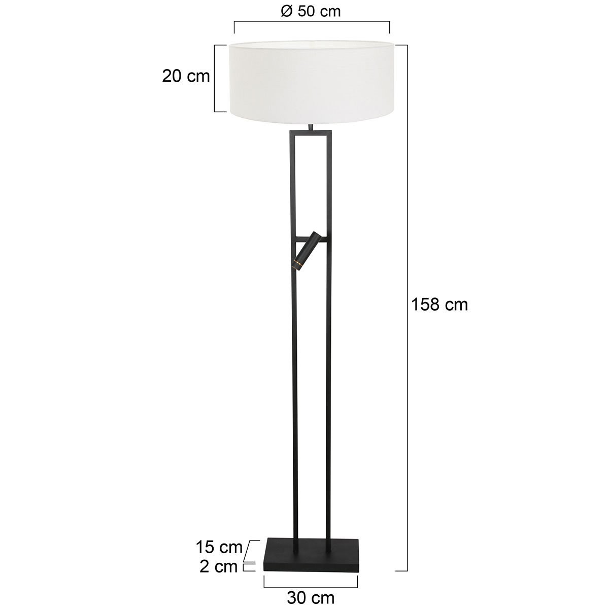 Vloerlamp Stang 4725ZW met grof wit linnen kap en leeslicht - Afbeelding 6