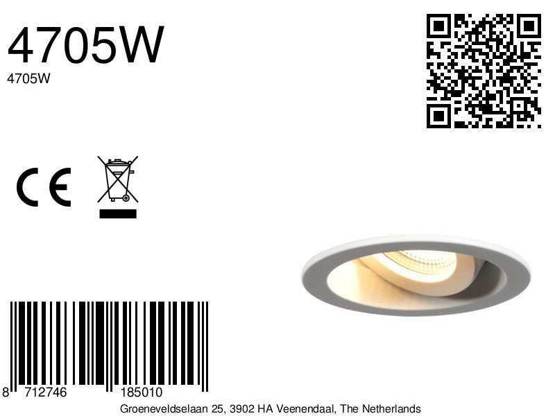 Pelite 4705W – Mat witte inbouwspot met twee lichtstanden - Afbeelding 7