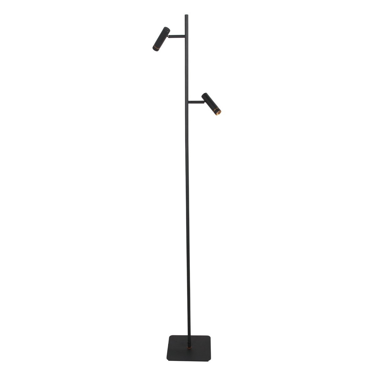 Vloerlamp Lumo 4608ZW – strakke tweelichts zwarte LED leeslamp - Afbeelding 2