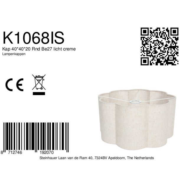 Kap 40*40*20 Rnd Be27 licht creme - Afbeelding 7