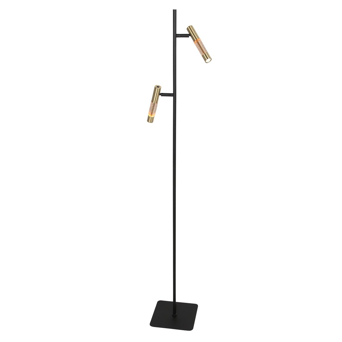 Steinhauer Alisio 4597ME – Messing 2-lichts LED vloerlamp met handgeblazen glas en pushdimmers