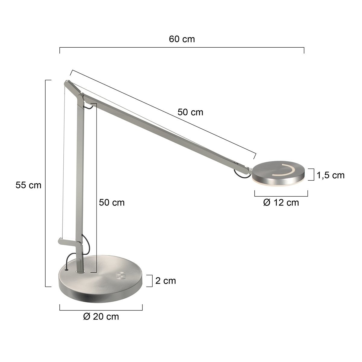 Tafellamp Soleil 2 4865ST staal met instelbaar LED licht - Afbeelding 4