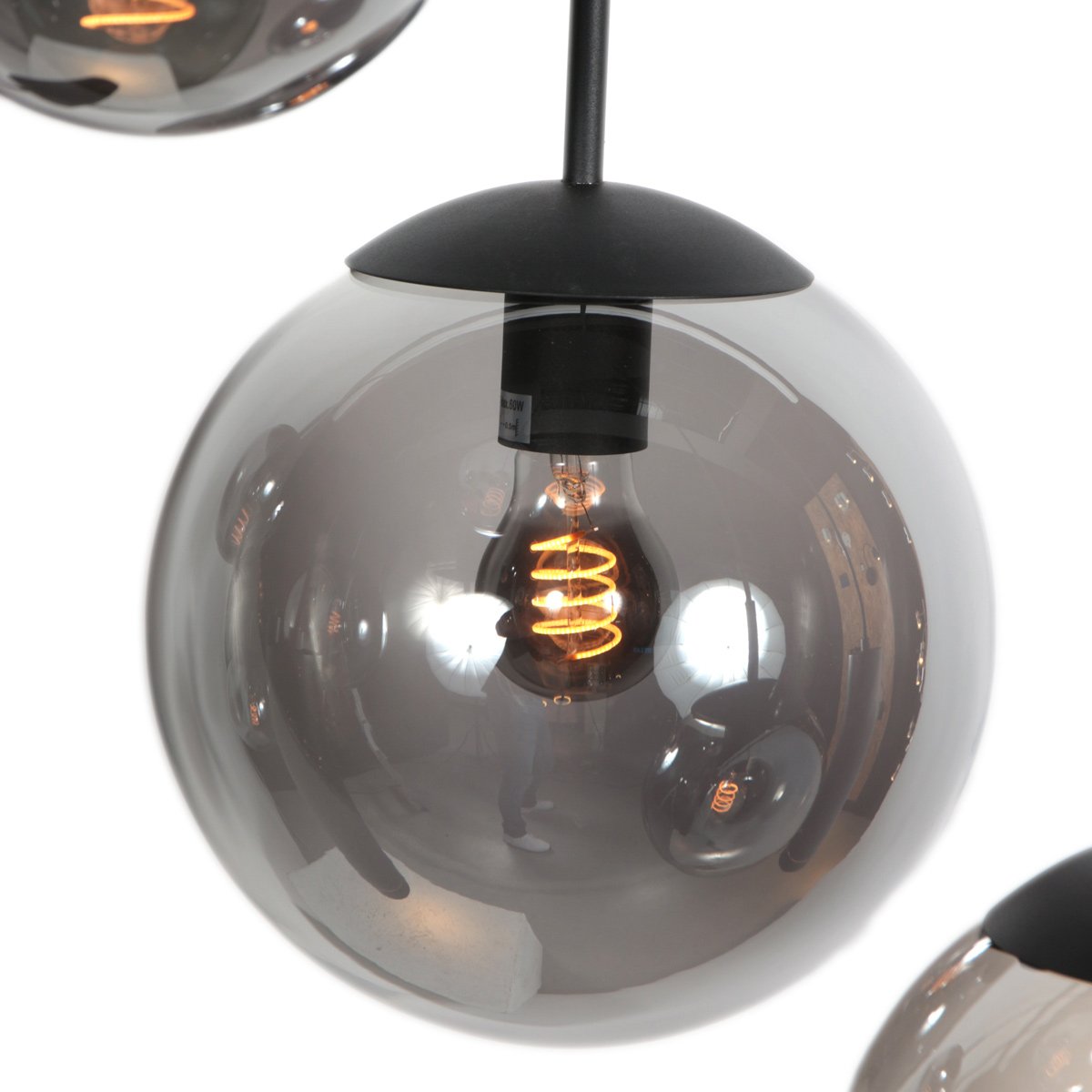 Zwarte hanglamp Bollique 4846ZW, 9-lichts design voor eettafel - Afbeelding 7