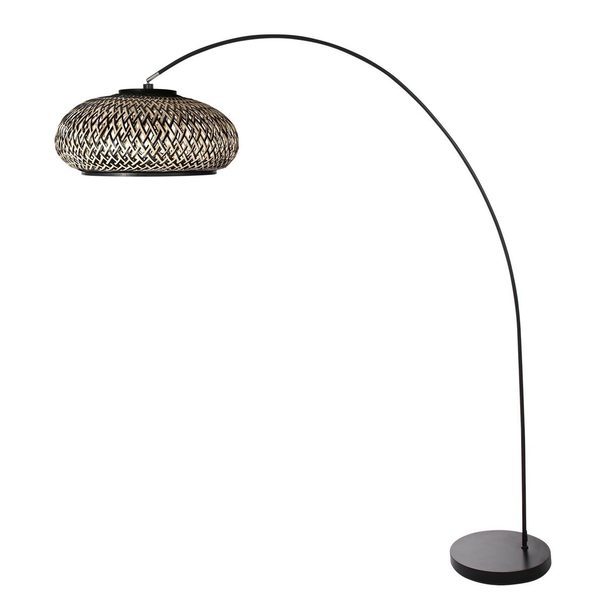 Vloerlamp Solva Bamboo 4232ZW met gevlochten bamboe kap Ø50 cm - Afbeelding 2