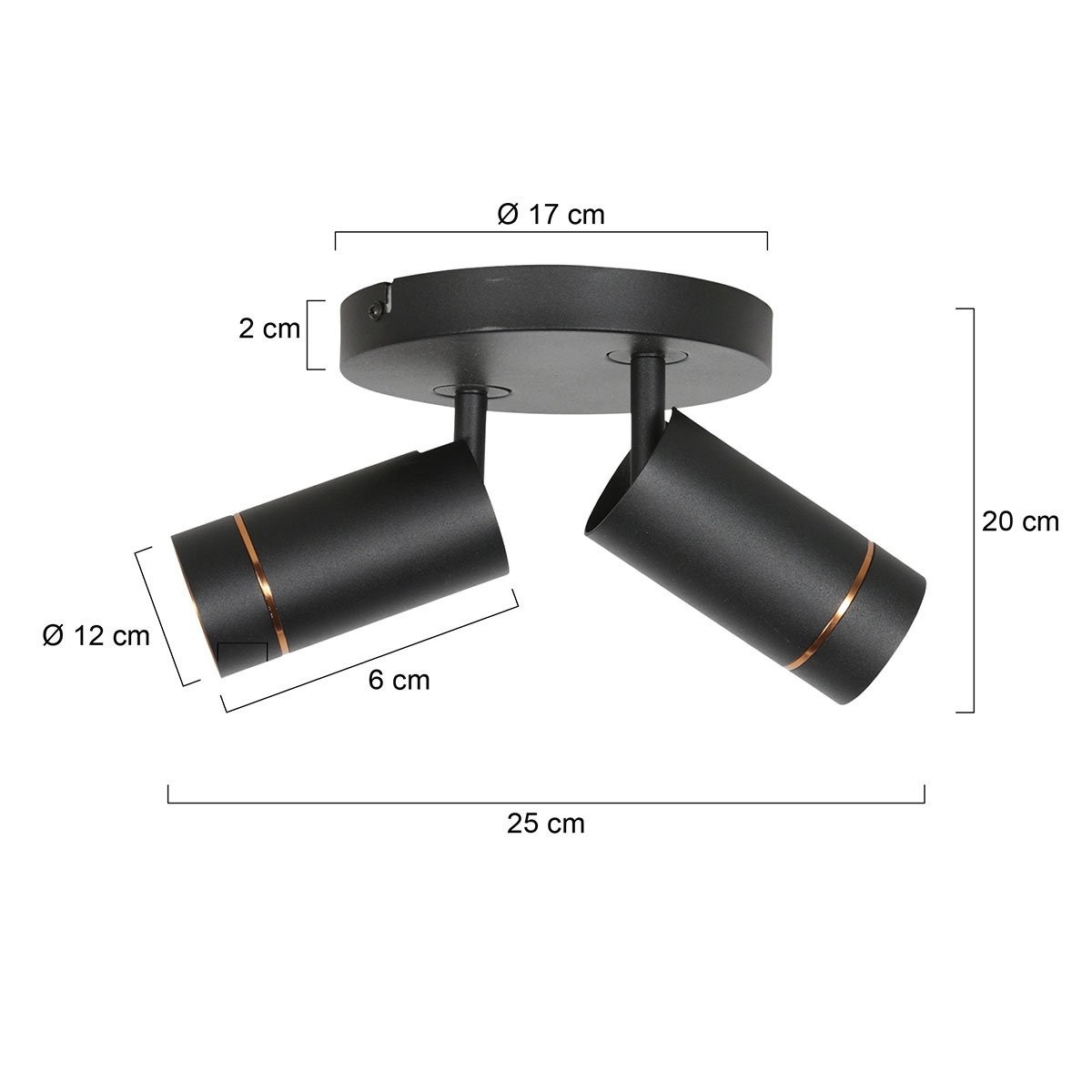 Zwarte spot Downlume 4858ZW, 2-lichts GU10 plafondspot - Afbeelding 5