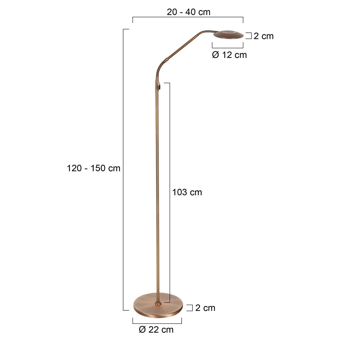 Vloerlamp Zenith 2 accu 4398BR geborsteld brons met flexarm - Afbeelding 6