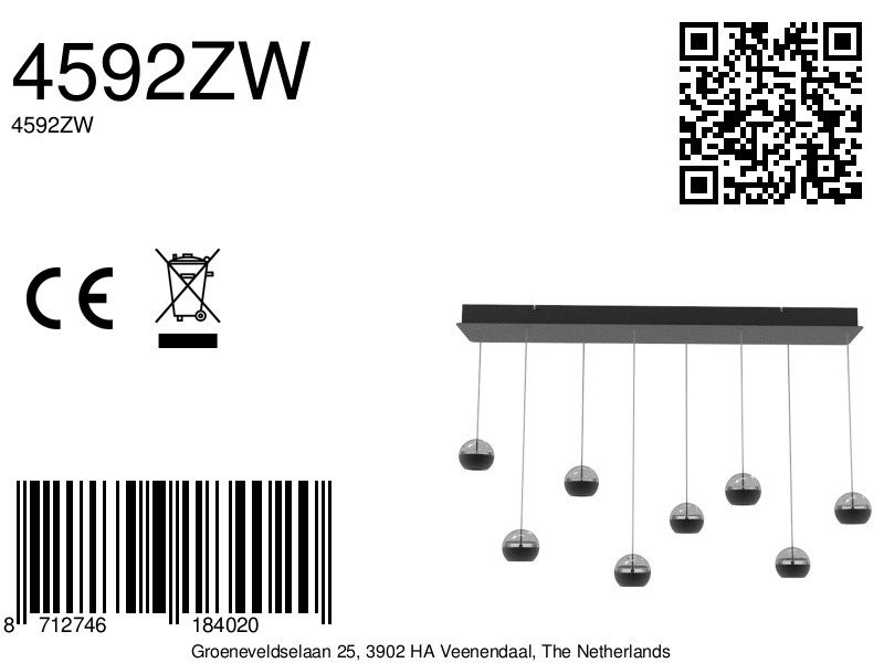 Belluno 4592ZW – 8-lichts hanglamp met cable lift - Afbeelding 8
