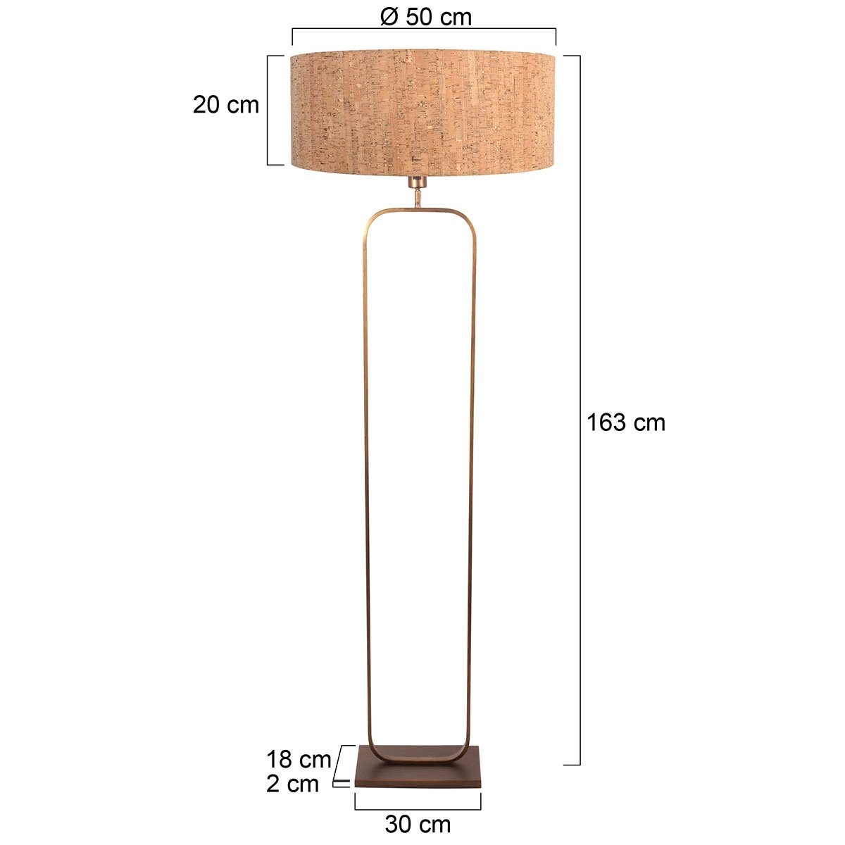 Vloerlamp Stang 4827BR - brons armatuur met beige kurk kap - Afbeelding 6