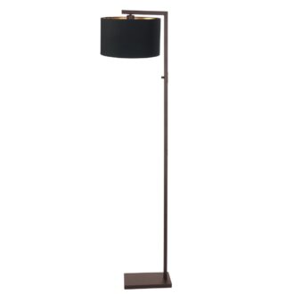 Cacao vloerlamp Stang 4875CA met schakelaar en zwarte linnen kap
