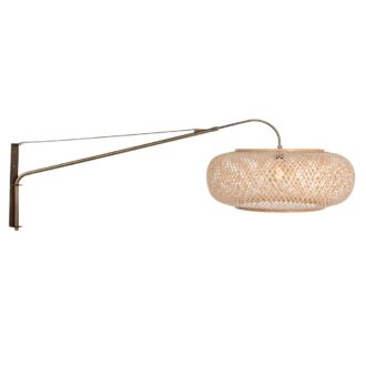 Wandlamp Maze Natural bronzen met bamboe kap Ø60 cm