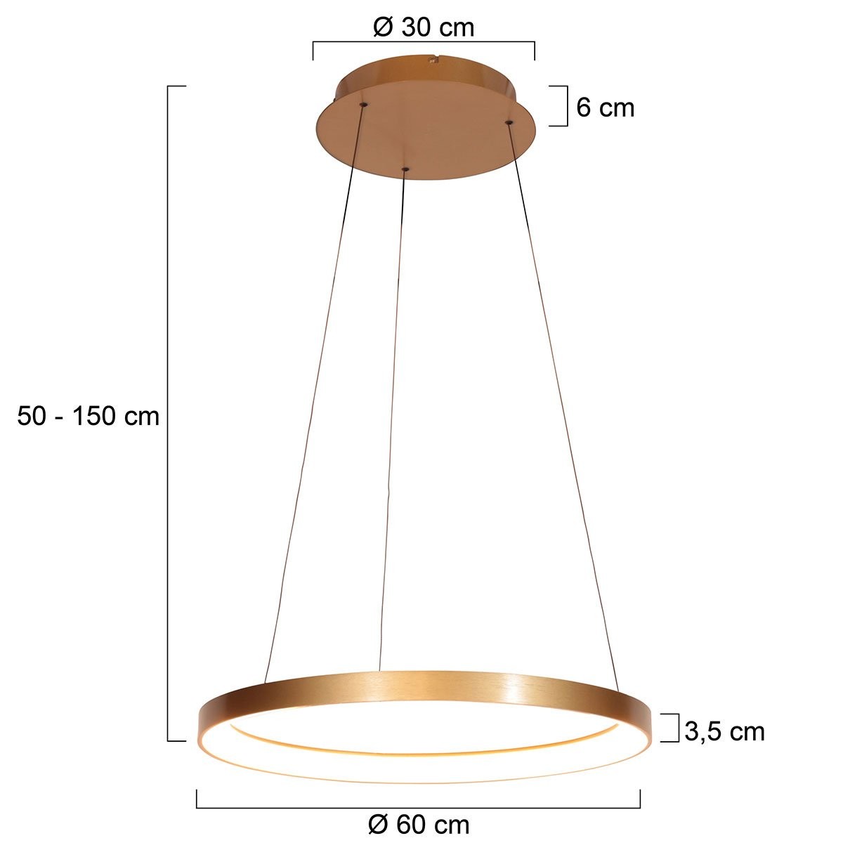 Gouden hanglamp Ringlede 4612GO, met cable-lift - Afbeelding 6