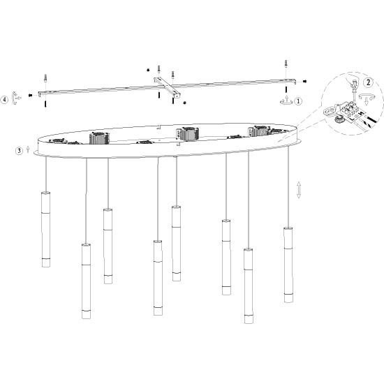 Hanglamp Alisio 4580ZW 8-lichts luxe glas in zwart - Afbeelding 8