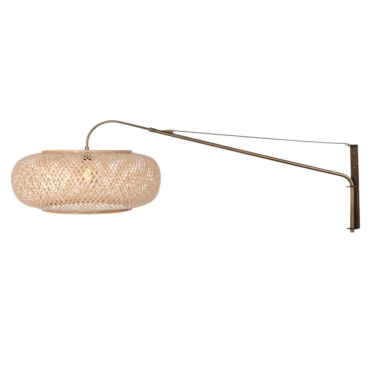 Wandlamp Maze Natural bronzen met bamboe kap Ø60 cm - Afbeelding 2