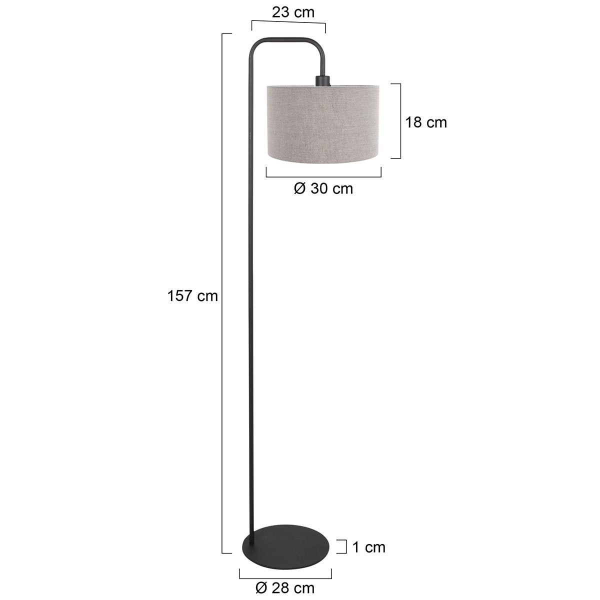 Vloerlamp Stang 4779ZW zwart met grof grijs linnen kap - Afbeelding 7