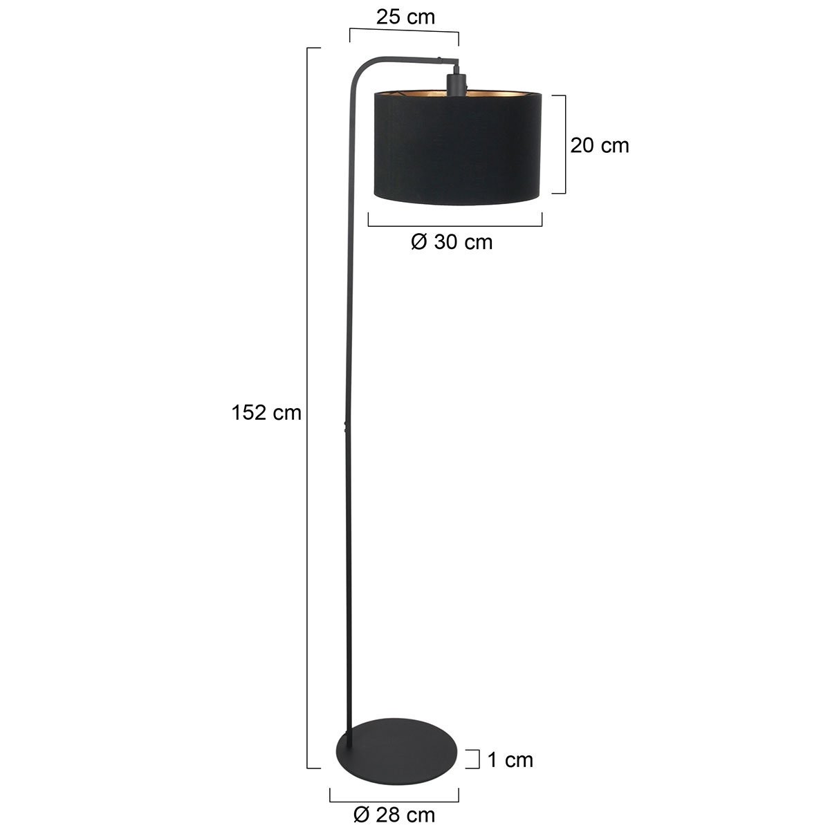 Vloerlamp Stang 4791ZW met zwart linnen kap - Afbeelding 6