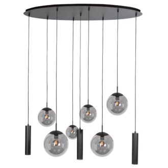 Zwarte hanglamp Bollique 4846ZW, 9-lichts design voor eettafel