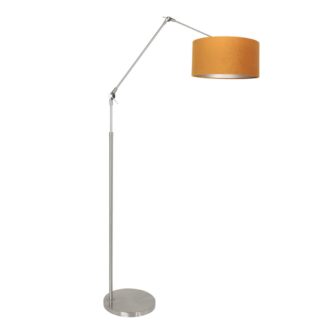Staalkleurige vloerlamp Prestige Chic met goud velours kap