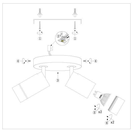 Zwarte spot Downlume 4858ZW, 2-lichts GU10 plafondspot - Afbeelding 7